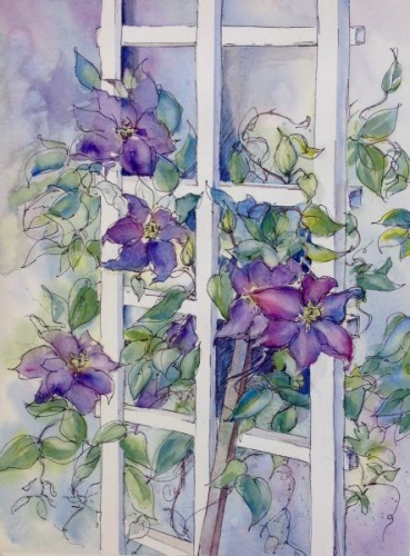 Clematis on a Trellis by Colleen Reynolds