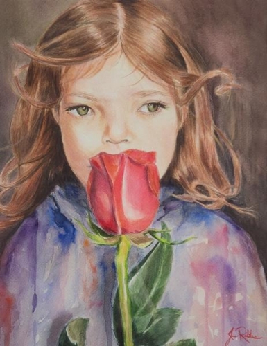Child Smelling a Rose by Joanna Robles