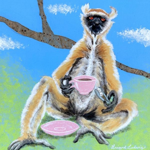 Thirsty Lemur - Tea Time by Jennifer Grisard Ludwig