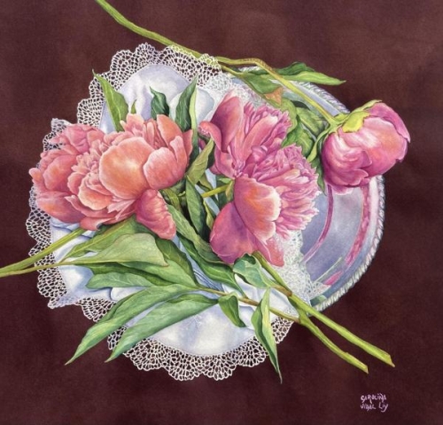 Peonies and Lace by Carolina Dealy